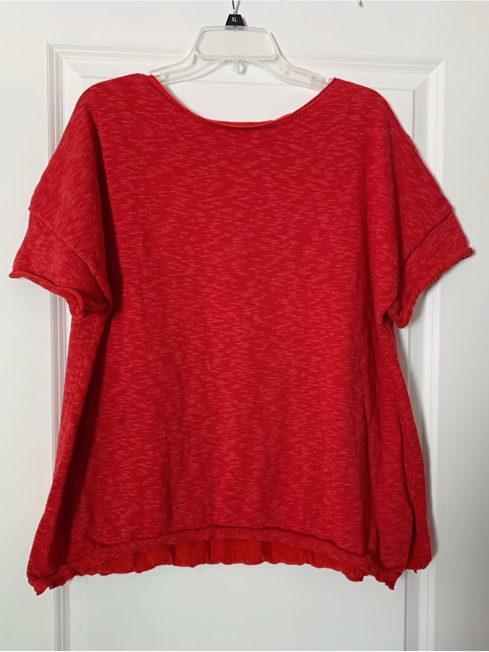 Amazon Red Short-Sleeve Scoop Neck Pullover Sweater